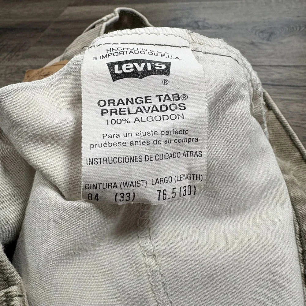 Vintage Levis 550 Shorts Mens‎ 33 Beige Denim Relaxed Fit Orange Tab USA 90s